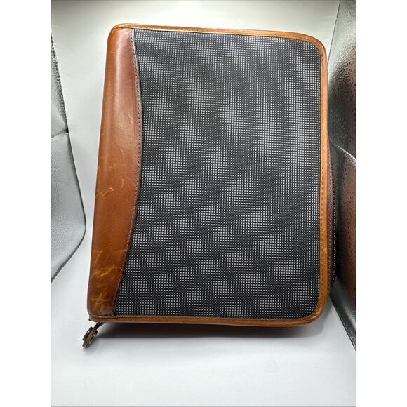 Vintage Franklin Covey Leather Planner 7 Ring Zippered Brown Riverwood USA Made - Picture 1 of 9